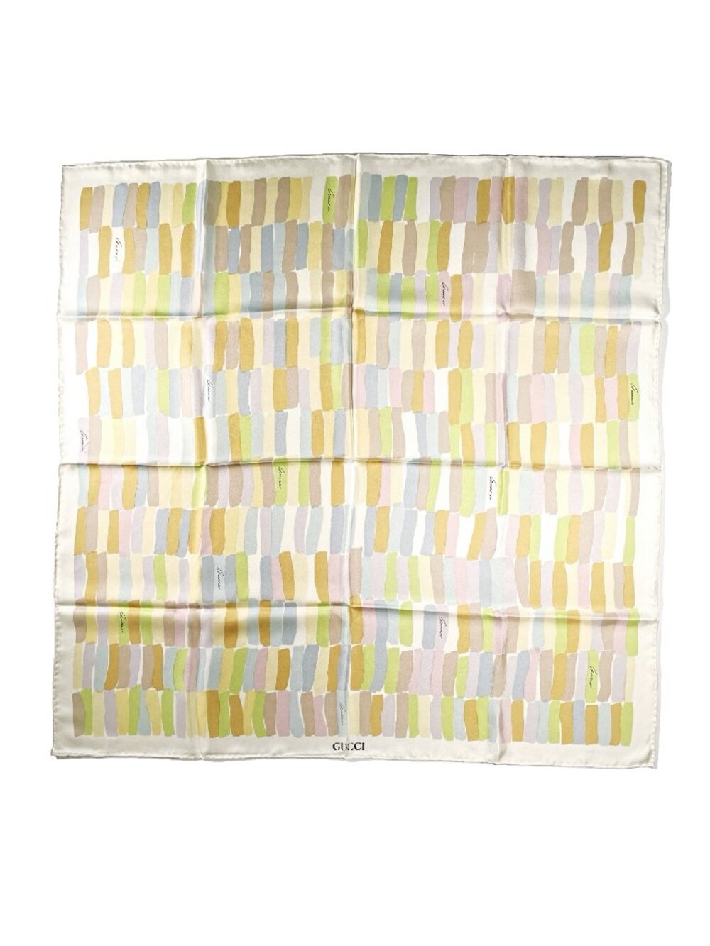 Vintage Gucci Silk Scarf 34” Painterly Stripe Italy Hand Rolled Hem